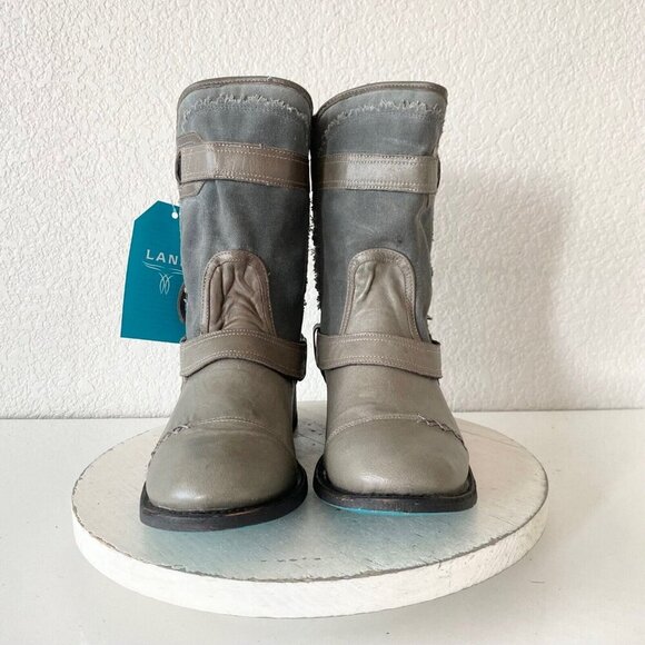 NEW Lane Womens Gray Quilted Mid-Calf Boots With Zipper & Buckle Accents Size 9 - Picture 5 of 11